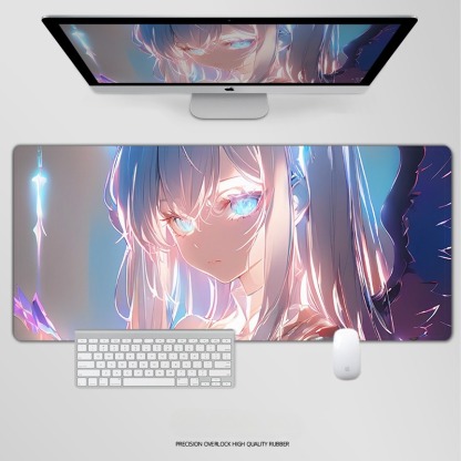 炫彩流光美女電競超大遊戲加厚防滑鼠標墊