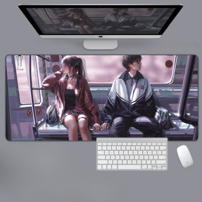 美女性感動漫電競超大遊戲加厚防滑鼠標墊
