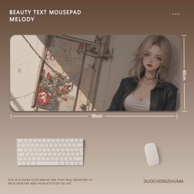 動漫美女電競超大遊戲加厚防滑鼠標墊