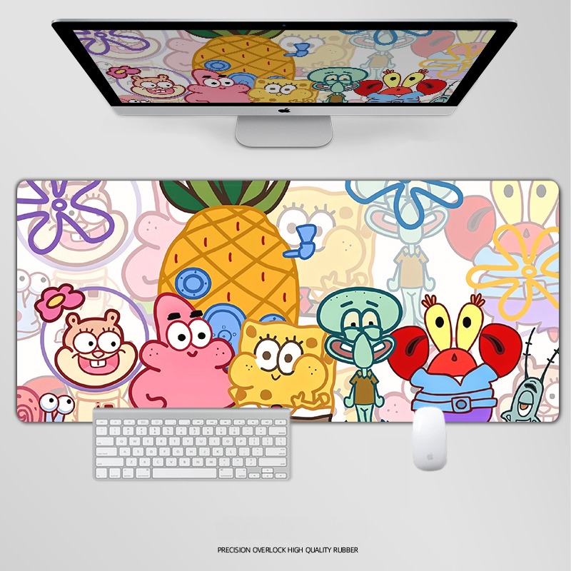 海綿寶寶電競超大遊戲加厚防滑鼠標墊