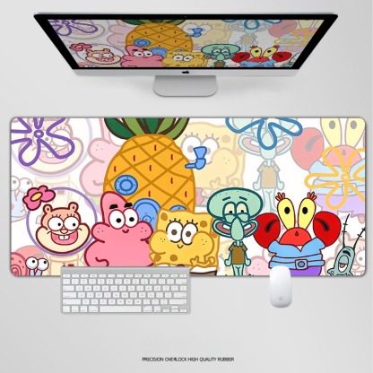 海綿寶寶電競超大遊戲加厚防滑鼠標墊