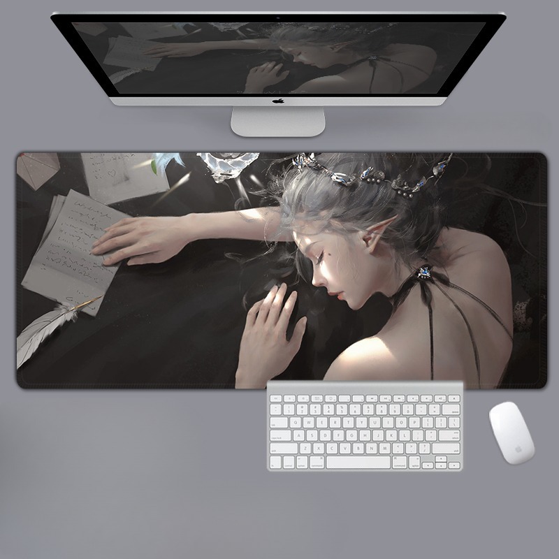 美女性感動漫電競超大遊戲加厚防滑鼠標墊