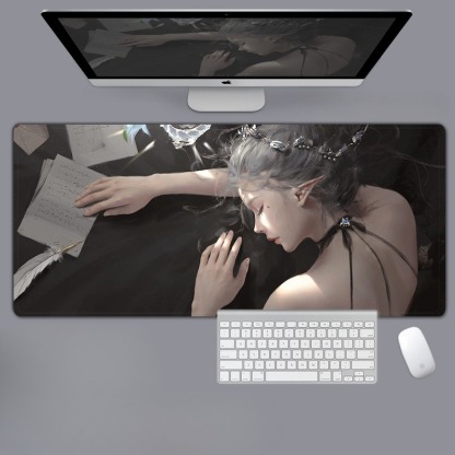 美女性感動漫電競超大遊戲加厚防滑鼠標墊