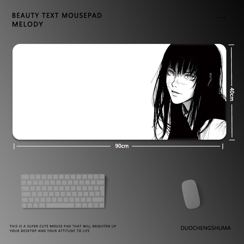 黑白動漫電競超大遊戲加厚防滑鼠標墊