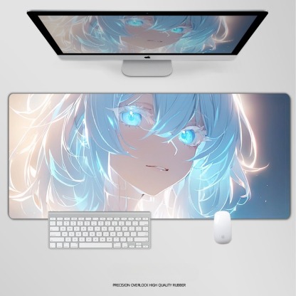 炫彩流光美女電競超大遊戲加厚防滑鼠標墊