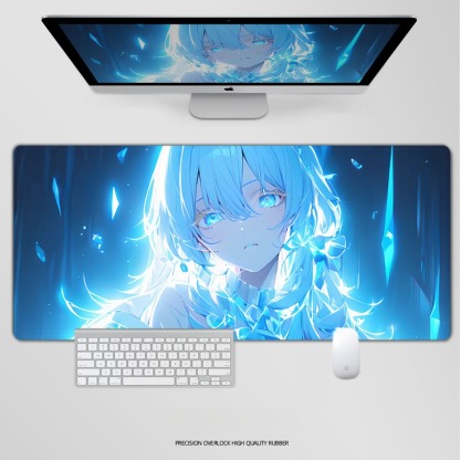 炫彩流光美女電競超大遊戲加厚防滑鼠標墊