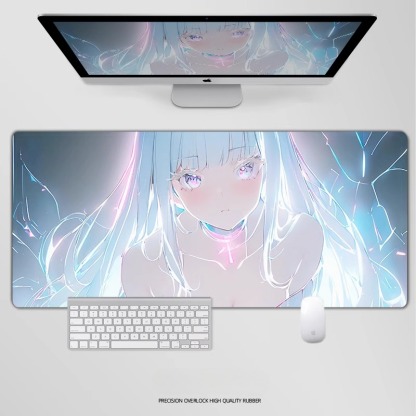 炫彩流光美女電競超大遊戲加厚防滑鼠標墊