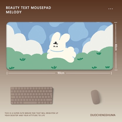 可愛星球小黑猫電競超大遊戲加厚防滑鼠標墊