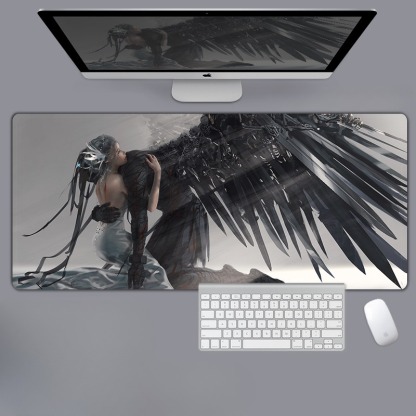 美女性感動漫電競超大遊戲加厚防滑鼠標墊