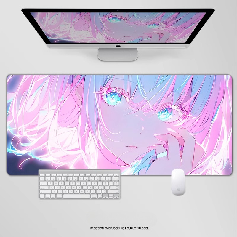 炫彩流光美女電競超大遊戲加厚防滑鼠標墊