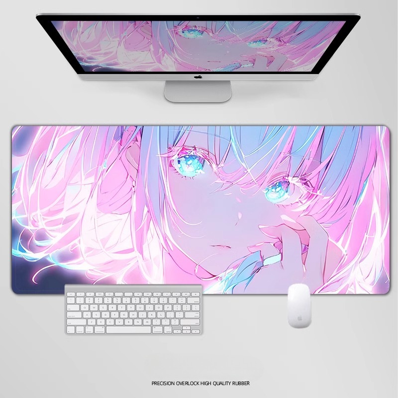 炫彩流光美女電競超大遊戲加厚防滑鼠標墊