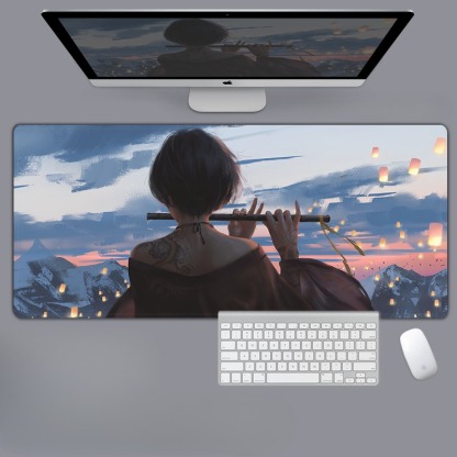 美女性感動漫電競超大遊戲加厚防滑鼠標墊