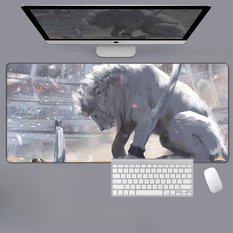 美女性感動漫電競超大遊戲加厚防滑鼠標墊