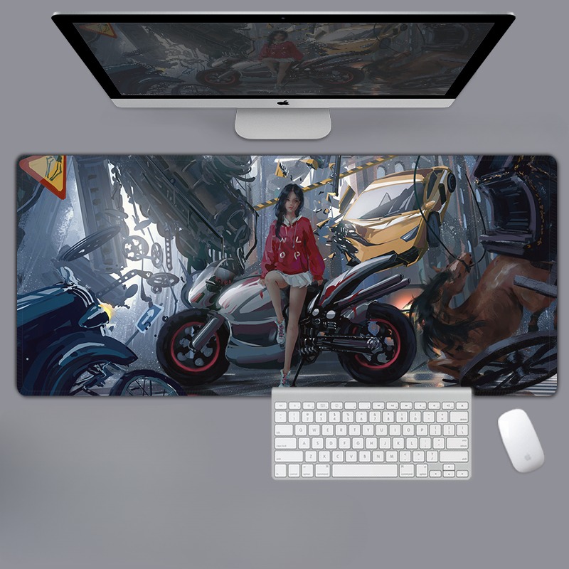 美女性感動漫電競超大遊戲加厚防滑鼠標墊
