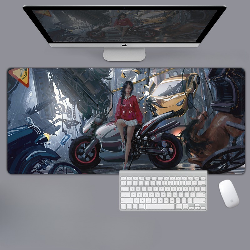 美女性感動漫電競超大遊戲加厚防滑鼠標墊