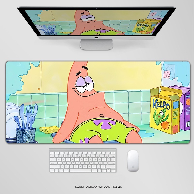 海綿寶寶電競超大遊戲加厚防滑鼠標墊