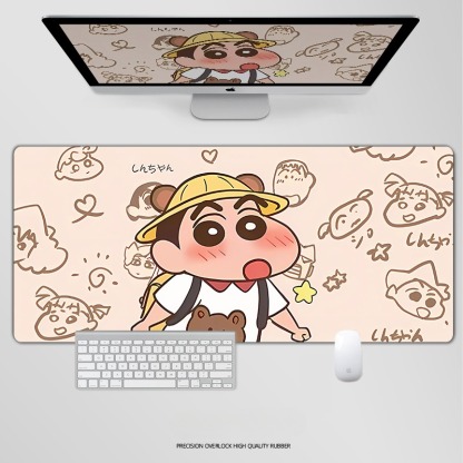 蠟筆小新電競超大遊戲加厚防滑鼠標墊