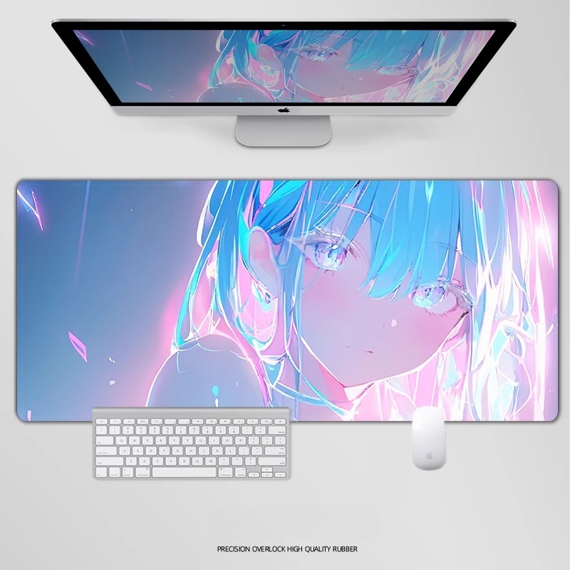 炫彩流光美女電競超大遊戲加厚防滑鼠標墊