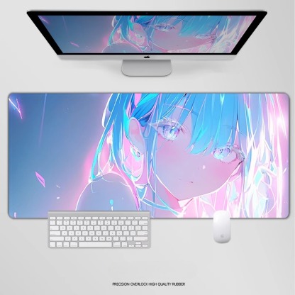 炫彩流光美女電競超大遊戲加厚防滑鼠標墊