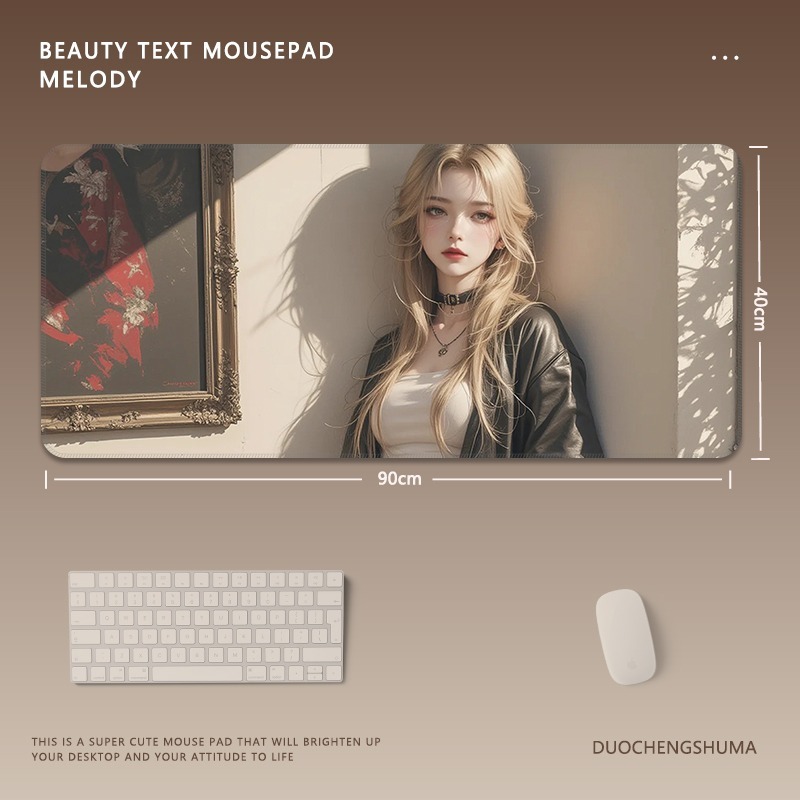 動漫美女電競超大遊戲加厚防滑鼠標墊