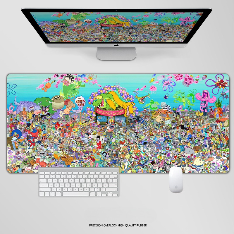 海綿寶寶電競超大遊戲加厚防滑鼠標墊