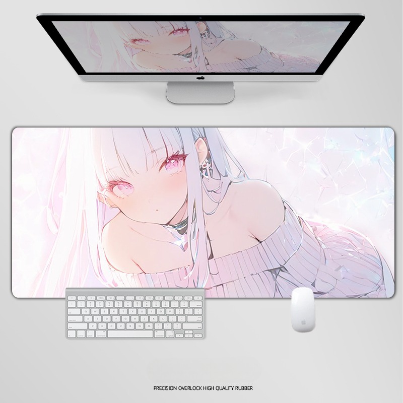 炫彩流光美女電競超大遊戲加厚防滑鼠標墊