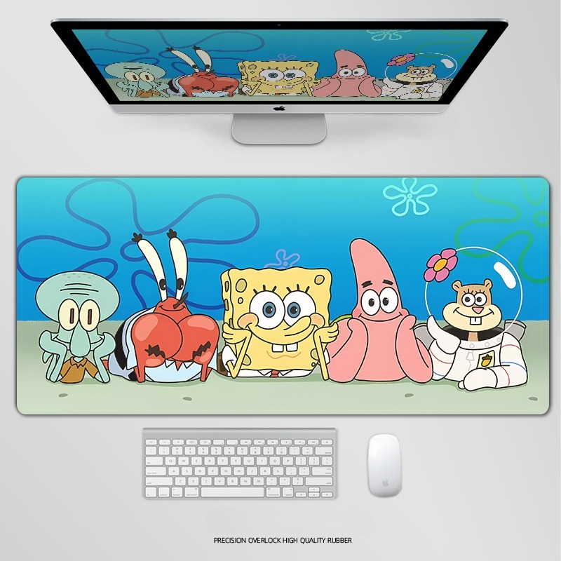 海綿寶寶電競超大遊戲加厚防滑鼠標墊
