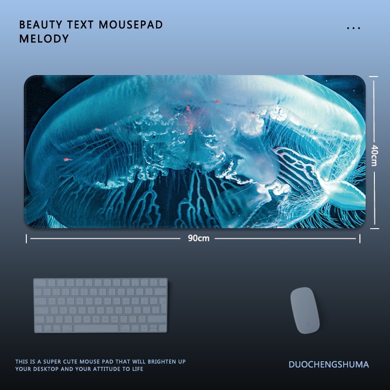 黑色動漫女孩電競超大遊戲加厚防滑鼠標墊