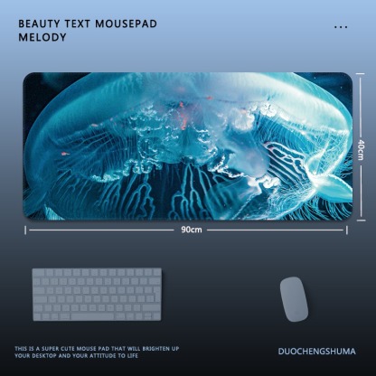 黑色動漫女孩電競超大遊戲加厚防滑鼠標墊