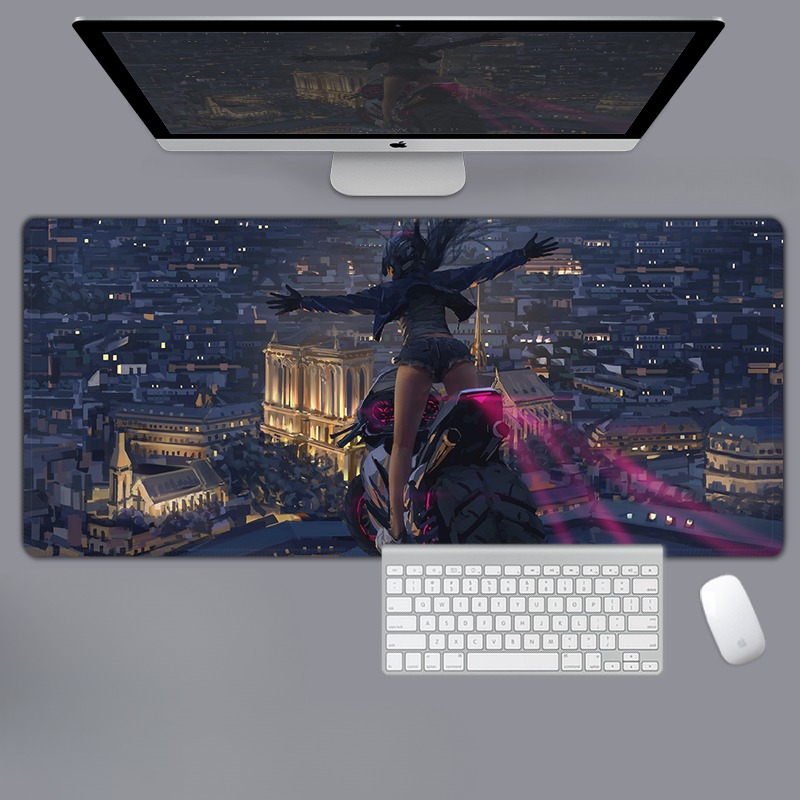 美女性感動漫電競超大遊戲加厚防滑鼠標墊