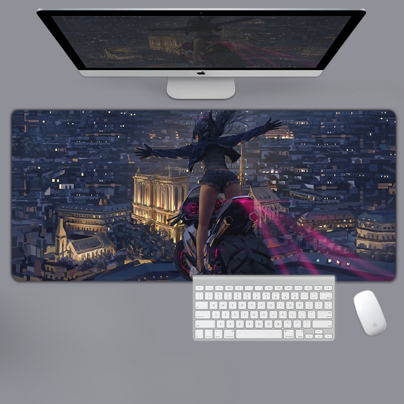美女性感動漫電競超大遊戲加厚防滑鼠標墊