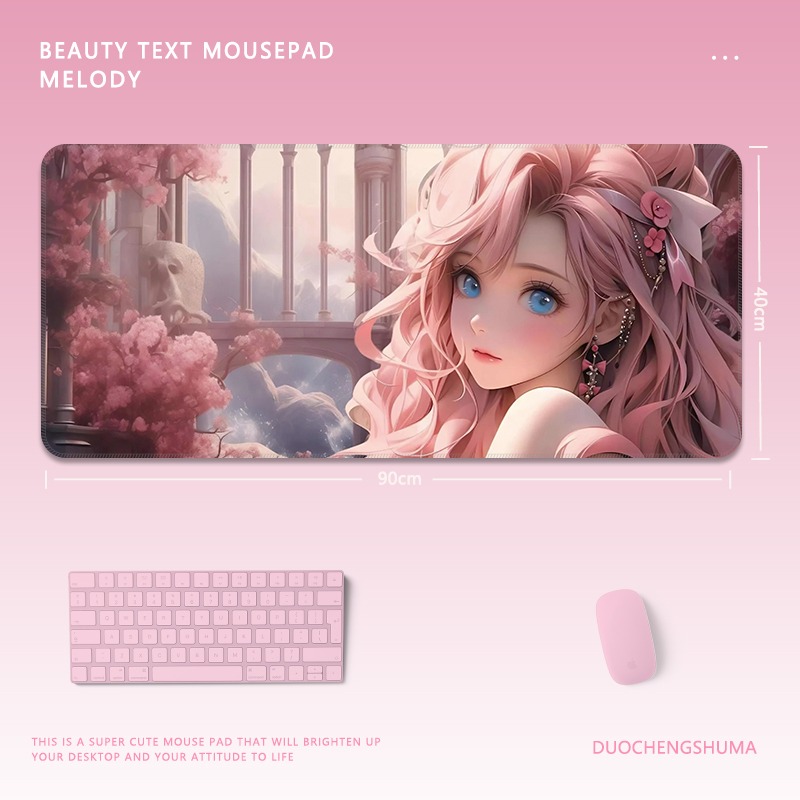 黑貓女孩電競超大遊戲加厚防滑鼠標墊