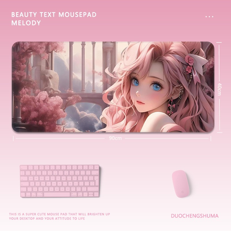 黑貓女孩電競超大遊戲加厚防滑鼠標墊