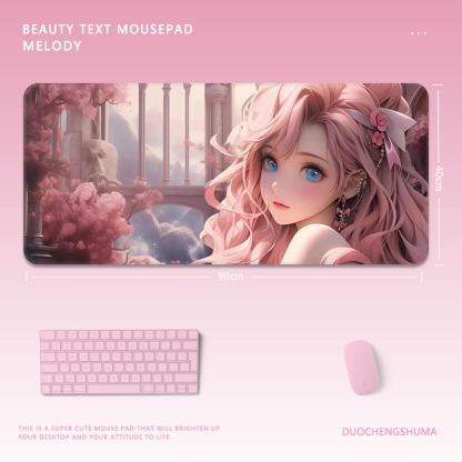 黑貓女孩電競超大遊戲加厚防滑鼠標墊