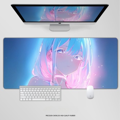 炫彩流光美女電競超大遊戲加厚防滑鼠標墊