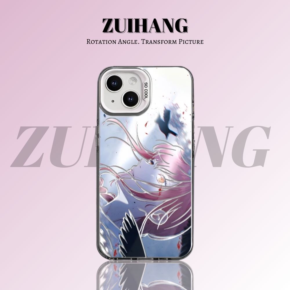 鏈鋸人彩銀線條漸變防摔手機殼