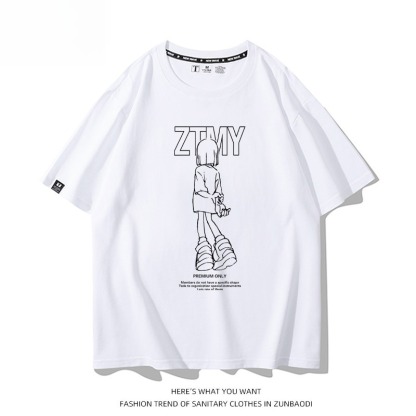 永遠是深夜有多好 2026親子情侶男女同款 印花短袖T恤