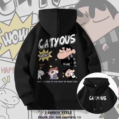 蠟筆小新聯名衛衣2025秋冬新款親子情侶裝連帽衛衣