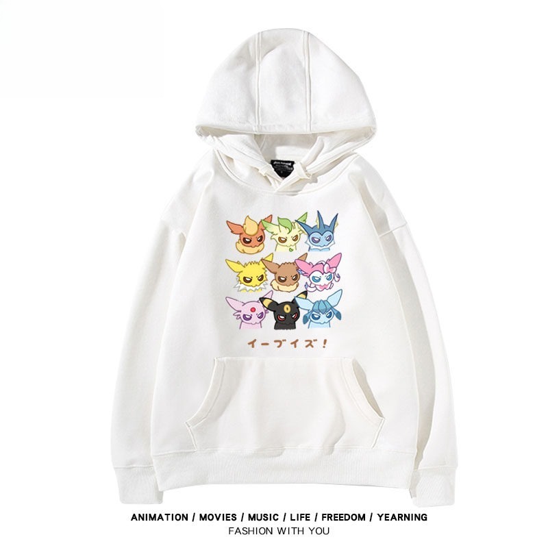 寶可夢伊布家族 聯名衛衣秋冬新款親子情侶裝連帽衛衣