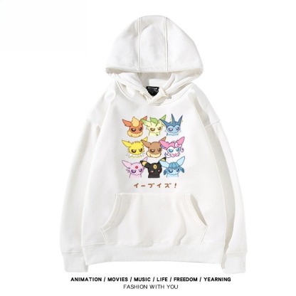 寶可夢伊布家族 聯名衛衣秋冬新款親子情侶裝連帽衛衣