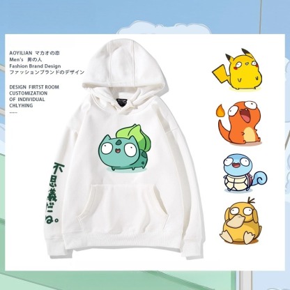 寶可夢Q版搞怪新款 親子情侶男女款連帽衛衣