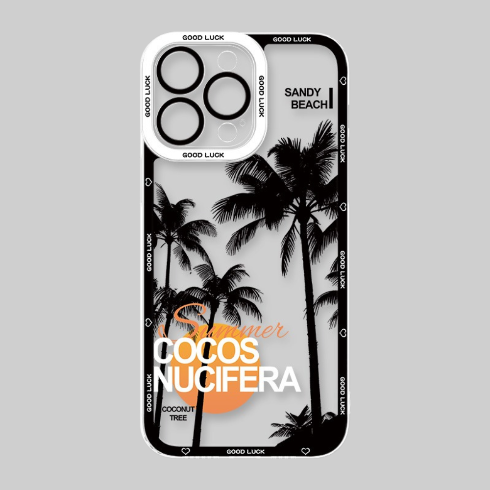 椰樹日落天使眼透明防摔軟殼