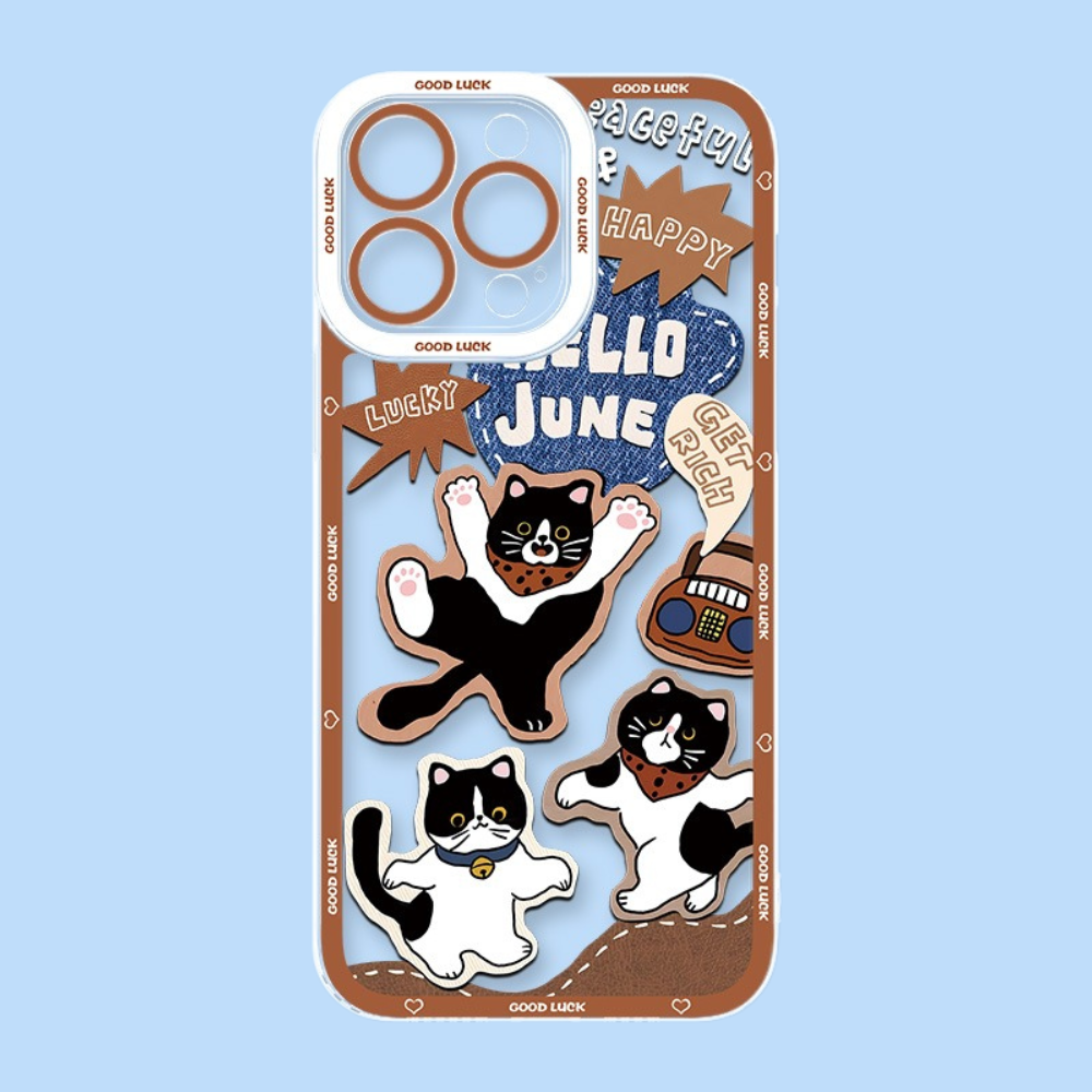 牛仔貓咪天使眼透明防摔軟殼