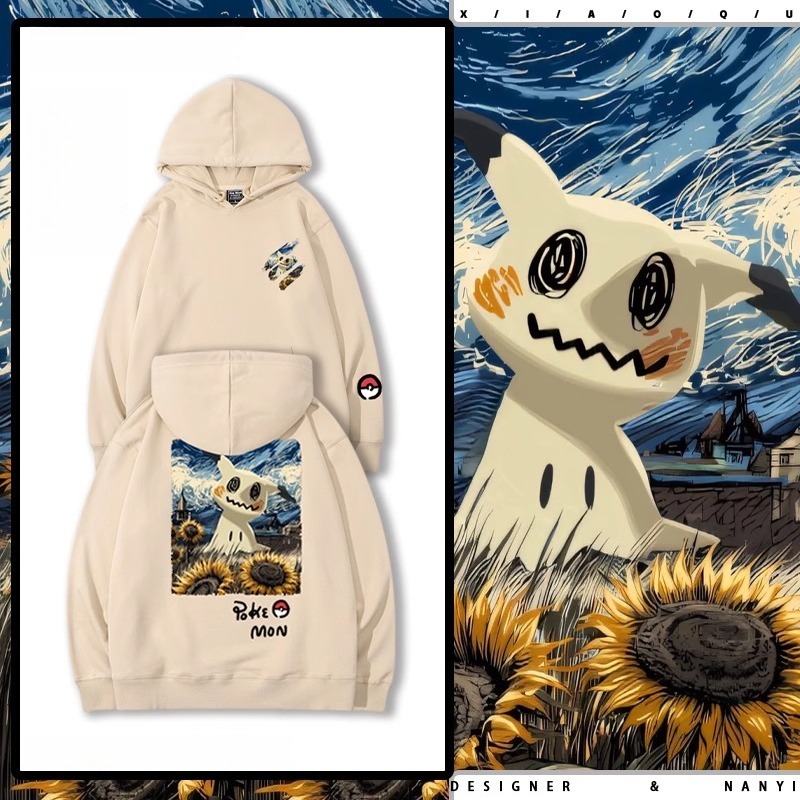 寶可夢油畫系列 聯名衛衣2025秋冬新款親子情侶裝連帽衛衣