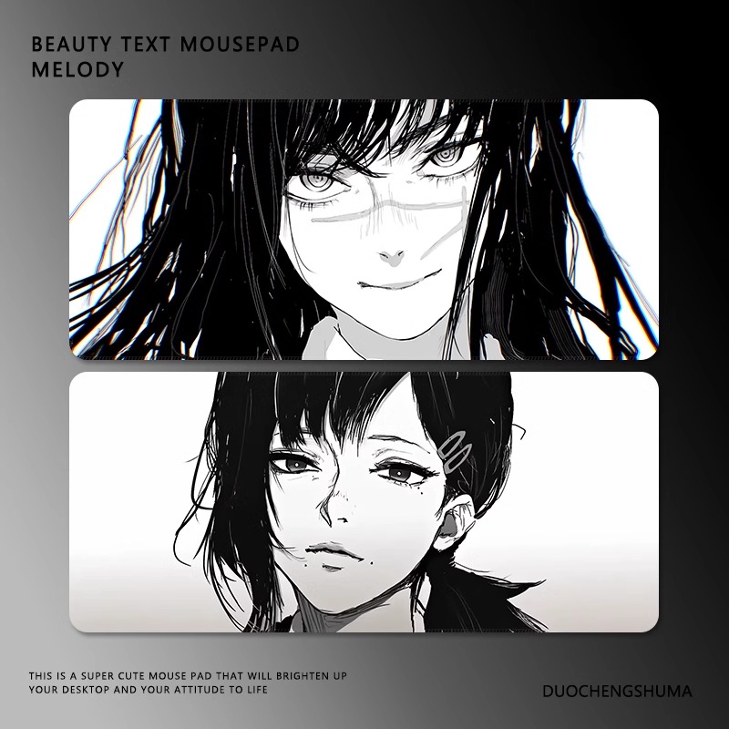 黑白動漫電競超大遊戲加厚防滑鼠標墊