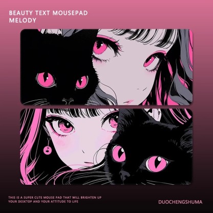 黑貓女孩電競超大遊戲加厚防滑鼠標墊