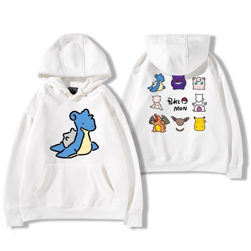 寶可夢聯名衛衣2024秋冬新款親子情侶裝薄絨款連帽衛衣