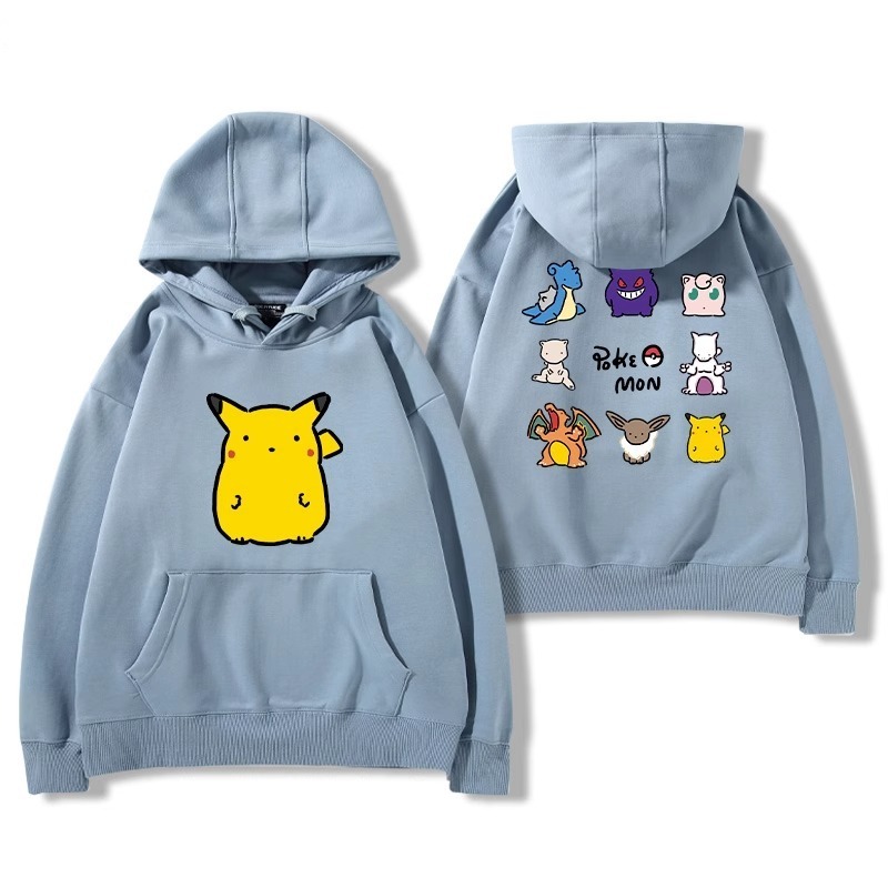 寶可夢聯名衛衣2024秋冬新款親子情侶裝薄絨款連帽衛衣