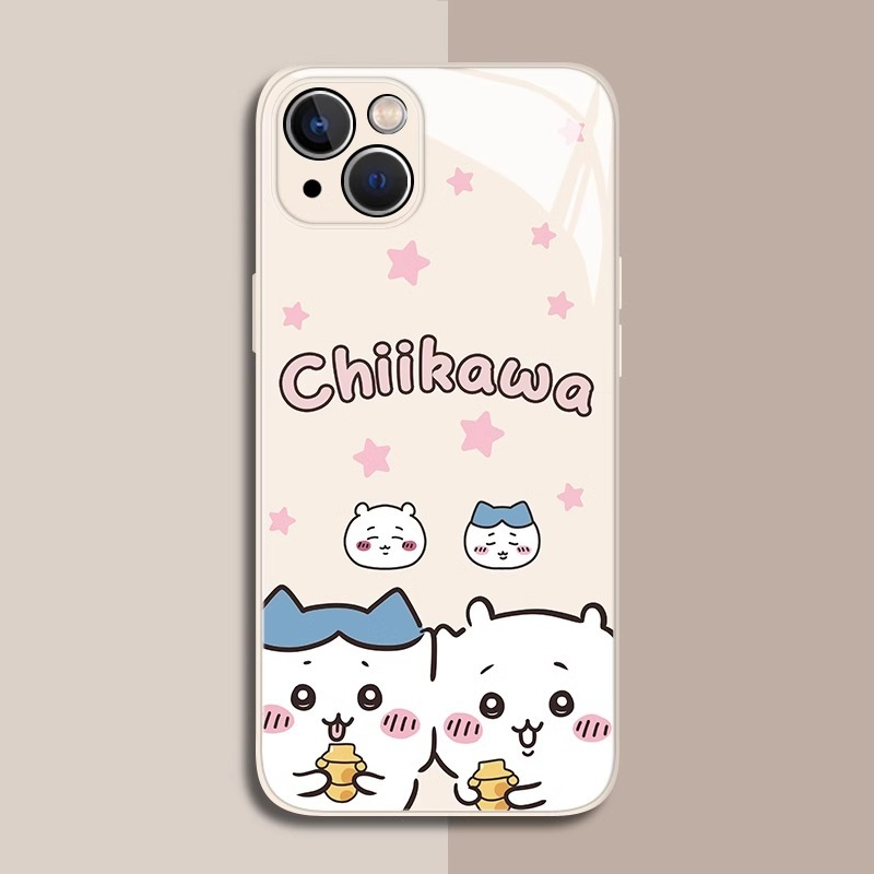 Chiikawa情侶新款高清全包防摔玻璃殼