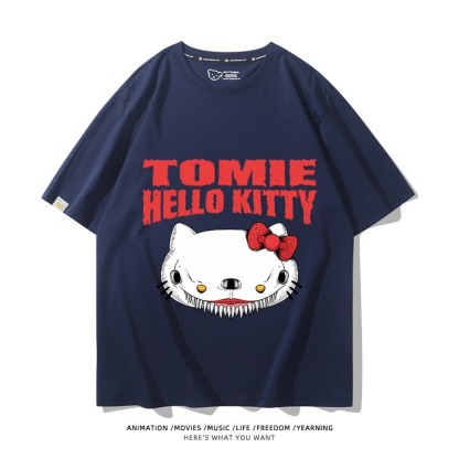 伊藤潤二X三麗鷗富江Hello kitty周邊 印花短袖T恤